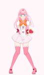  1girl absurdres aqua_eyes bokutachi_wa_benkyou_ga_dekinai boots cosplay highres kirisu_mafuyu long_hair magical_girl pink_hair polk teacher thigh_boots thighhighs 