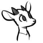  1:1 2019 ambiguous_gender antelope anthro bovid bust_portrait clothed clothing dik-dik fuel_(artist) greyscale horn mammal monochrome portrait scanless_(character) simple_background solo true_antelope white_background 