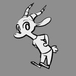  1:1 2019 ambiguous_gender animated antelope anthro barefoot bovid clothed clothing dancing facial_markings fuel_(artist) fuel_(character) gazelle grey_background greyscale head_markings horn looking_at_viewer mammal markings monochrome simple_background 