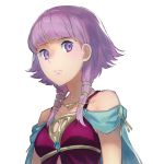  1girl aisutabetao bare_shoulders cape dress fire_emblem fire_emblem:_the_sacred_stones jewelry long_hair looking_at_viewer lute_(fire_emblem) purple_eyes purple_hair short_hair solo twintails 