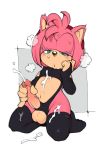  2019 5_fingers accessory amy_rose anthro armwear balls blush bodily_fluids breasts breath clothed clothing cum cum_drip cum_on_chest cum_on_ground cum_on_leg cumshot dripping edit ejaculation elbow_gloves erection erosuke eulipotyphlan eyelashes feet fingerless_gloves fingers genital_fluids gloves gynomorph hair hair_accessory hairband half-closed_eyes handwear hedgehog hi_res humanoid_penis ineffective_clothing intersex kneeling leaning leaning_back legwear looking_down looking_pleasured mammal masturbation midriff navel nipple_outline orgasm penile penile_masturbation penis skimpy small_breasts socks solo sonic_(series) sweat thigh_highs vein video_games 