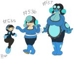  2019 amphibian anthro big_breasts breasts clothed clothing digital_media_(artwork) female hair headgear headphones headwear hi_res nintendo palpitoad pok&eacute;mon pok&eacute;mon_(species) seismitoad simple_background smile tadpole tmm4 tongue tongue_out tympole video_games white_background 