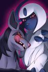  absol ambiguous_gender blush duo feral hi_res katahane3 licking licking_lips mightyena nintendo pok&eacute;mon pok&eacute;mon_(species) simple_background tongue tongue_out video_games 