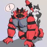  ! 1:1 2019 abs absurd_res anthro anthro_on_anthro canid canine canis digital_media_(artwork) domestic_dog duo fur hi_res humanoid_penis incineroar male male/male male_penetrated mammal multicolored_fur muscular muscular_male nintendo nipples penetration penis pok&eacute;mon pok&eacute;mon_(species) radcanine sex signature simple_background size_difference small_dom_big_sub speech_bubble surprise vein video_games 