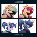  1:1 2019 album_cover alternate_hairstyle clothing cover crossover demon_days equid equine friendship_is_magic gorillaz hi_res hoodie horn mammal my_little_pony ncmares parody princess princess_cadance_(mlp) princess_celestia_(mlp) princess_flurry_heart_(mlp) princess_luna_(mlp) royalty topwear twilight_sparkle_(mlp) winged_unicorn wings 