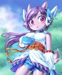  absurd_res anthro blush breasts clothed clothing devilturtle dragon female freedom_planet freedom_planet_2 gloves hair handwear hi_res horn hybrid long_hair mammal outside purple_hair sash_lilac solo tree video_games 