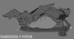  bodily_fluids bound conditional_dnp digimon digimon_(species) digital_drawing_(artwork) digital_media_(artwork) drooling gazimon greyscale hi_res male mammal monochrome penis penis_tip rope saliva wolftacos 