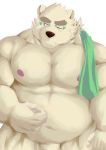  2019 anthro belly blue_eyes eyewear fur glasses hi_res humanoid_hands leib_(tas) m0000rgn male mammal moobs nipples one_eye_closed overweight overweight_male penis polar_bear simple_background solo tokyo_afterschool_summoners towel ursid ursine video_games white_background white_fur wink 