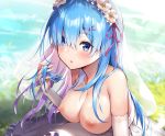  ale_nqki breasts cropped nipples photoshop re:zero_kara_hajimeru_isekai_seikatsu rem_(re:zero) wedding_attire 