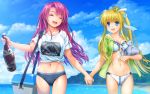  air beach bikini blonde_hair blue_eyes fang kamio_haruko kamio_misuzu moonknives pink_hair swimsuit 