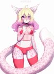  anthro bikini blush breasts bulge clothed clothing felid feline gynomorph hi_res intersex legwear lingerie looking_at_viewer mammal solo standing suelix swimwear thigh_highs tight_clothing wide_hips 