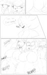  absurd_res amy_rose anthro anthro_on_anthro anthro_penetrated anthro_penetrating anthro_penetrating_anthro belly big_belly big_breasts big_butt bodily_fluids breasts butt comic cum cum_inflation cum_inside denizen1414 dialogue english_text eulipotyphlan female genital_fluids group group_sex hedgehog hi_res hyper hyper_belly inflation male male/female mammal penetration sally_acorn sex sonic_(series) sonic_the_hedgehog text threesome 