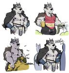  anal canid canine canis clothing felid gardening haps hi_res horkeukamui loincloth magan male male/male mammal muscular muscular_male pantherine pecs resting_bitchface sex tiger tokyo_afterschool_summoners video_games wolf 
