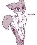  2019 annabel_(b1tk4t) anthro b1tk4t canid canine cheek_tuft clothing ear_piercing ear_ring eyebrows eyelashes female finger_claws fishnet fox fur hoodie mammal musical_note piercing simple_background solo text topwear tuft white_background 