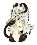  anthro breasts felid feline female furkinghell hi_res horn hybrid mammal nipples nude reptile scalie snake snake_tail solo tongue tongue_out wide_hips 