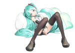  hatsune_miku headphones rsk skirt_lift thighhighs vocaloid 