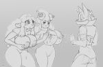 alcremie anthro big_breasts blush bodily_fluids bovid breasts canid canine caprine clothed clothing curvaceous emanata female greyscale group horn huge_breasts humanoid lactating male mammal monochrome nintendo nipples nude open_mouth pok&eacute;mon pok&eacute;mon_(species) pussy schwoo sheep standing sweat sweatdrop video_games wooloo 