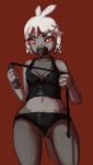 2017 abject anthro avian beak bird breasts clothed clothing columbid female navel pigeon red_background red_eyes simple_background solo whip 