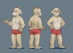  5_toes anthro bovid caprine clothing glitter_trap_boy goat hi_res horn male mammal mocha_the_pygmy_goat model_sheet seductive short slightly_chubby solo toes underwear 