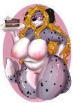  anthro belly big_breasts breasts cake canid canine canis domestic_dog eyewear ezukapizumu female food glasses inverted_nipples mammal nipples nude plate pussy seductive slightly_chubby solo thick_thighs tongue tongue_out voluptuous wide_hips 