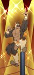  anthro armpit_hair bulge canid canine clothing facial_hair fangs footwear male mammal mask mostly_nude muscular nipples pose shoes solo takataka wrestler 
