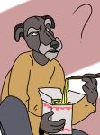  ? anthro canid canine clothed clothing food hi_res irish male mammal noodles profile solo unknown_artist wolfhound 