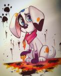  101_dalmatian_street 101_dalmatians bandanna brush canid canine canis da_vinci_(101_dalmatians) dalmatian disney domestic_dog feral hi_res mammal paint paintbrush solo unknown_artist 