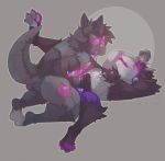  anthro bionic_arm black_fur bodily_fluids cookie cyber digital_media_(artwork) enjoyment erection fluffy fluffy_tail food frottage fur hi_res horn machine male male/male metal nude open_mouth paws penis protogen purple_fur purple_horn robotic_tail saliva sex vailet_deer zeek 