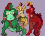  2019 5:4 aged_up alex_(totally_spies) anthro belly big_belly big_breasts black_hair blonde_hair breasts butt clothed clothing clover_(totally_spies) digital_media_(artwork) dinosaur feathers female group guwu hair hi_res musclegut muscular muscular_female open_mouth ornithischian overweight overweight_female pinup pornkitsi_(artist) pose post_transformation red_hair reptile sam_(totally_spies) scalie simple_background slim smile stegosaurian stegosaurus struthiomimus teeth theropod thyreophoran totally_spies tyrannosaurid tyrannosaurus tyrannosaurus_rex 