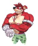  2019 4_fingers abs anthro azul_(artist) bandicoot beverage biceps biped blue_eyes bubble_tea clothed clothing crash_bandicoot_(series) crunch_bandicoot fingers fur handsfree_bubble_tea hi_res looking_at_viewer male mammal marsupial muscular muscular_male naughty_dog pecs simple_background smile solo sony_corporation sony_interactive_entertainment standing video_games white_background 