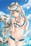  animal_ears arknights bikini cameltoe pramanix_(arknights) see_through swimsuits tail wet xiao_lan_zhai_jun 