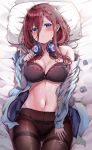  5-toubun_no_hanayome bra cleavage headphones nakano_miku open_shirt sak sweater 