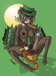  anthro bear black_nipples breasts claws crossgender digimonkey ear_piercing eating female food green_eyes hat mammal necktie nipples nude picnic_basket piercing rule_63 seductive sitting smile solo spread_legs spreading suggestive_food yogi_bear 