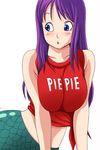  1girl blue_eyes breasts dragon_ball highres large_breasts long_hair mermaid mermaid_(dragon_ball) monster_girl pie_pie purple_hair 