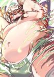  2019 anthro belly blue_eyes blush bottomwear bulge clothing felid hi_res hombretigre male mammal moobs navel nipples overweight overweight_male pantherine pm8sleepy shorts solo tiger tokyo_afterschool_summoners video_games 