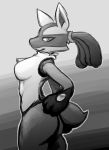  absurd_res anthro big_butt breasts butt female greyscale hi_res looking_at_viewer lucario monochrome nintendo pok&eacute;mon pok&eacute;mon_(species) ppmp rear_view scrap sketch solo thick_thighs video_games 