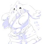  2019 absurd_res anthro belly blush bottomwear clothing digimon digimon_(species) english_text gargomon hi_res humanoid_hands humanoid_penis male mammal navel overweight overweight_male pants penis simple_background solo text zestibone zesty 