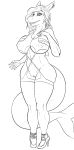  absurd_res anthro azalia big_breasts breasts clothed clothing female fish greyscale hi_res looking_at_viewer marine monochrome neltharion290 nipple_outline pussy shark skimpy smile solo standing wide_hips 