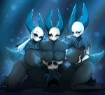  arthropod big_breasts blood blush bodily_fluids boob_hat breasts clothed clothing curvaceous demon female group hi_res hollow_knight horn huge_breasts insect karakylia kneeling lactating male mantis_lord milk nipples nosebleed nude protagonist_(hollow_knight) pussy slightly_chubby vessel_(species) video_games 