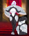  absurd_res anthro big_breasts breasts canid canine clothing curvaceous female galaxxxart hi_res huge_breasts legwear mammal nipples rubber solo thick_thighs thigh_highs tight_clothing 