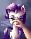  2019 blue_eyes colored dialogue disastral disembodied_hand duo english_text equid eyeshadow female feral friendship_is_magic fur gesture hair horn looking_at_viewer makeup mammal meme my_little_pony ok_sign purple_hair rarity_(mlp) solo_focus text unicorn unicorn_horn white_fur 