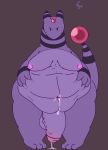  ampharos balls belly big_belly bodily_fluids breasts cum electric fan_character flaccid genital_fluids glans hi_res humanoid_penis male navel nintendo obese overweight penis poison pok&eacute;mon pok&eacute;mon_(species) purple_skin solo thaasteo thick_thighs video_games 