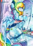  absurd_res anthro anus breasts butt equid equine female friendship_is_magic group hi_res horn horse mammal mashiromiku mostly_nude my_little_pony nipples painting_(artwork) pony pterippus pussy rainbow_dash_(mlp) solo_focus traditional_media_(artwork) unicorn watercolor_(artwork) wings 