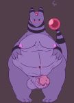  ampharos balls belly big_belly blush bodily_fluids breasts electricity erection fan_character glans hi_res humanoid_penis male navel nintendo obese overweight penis poison pok&eacute;mon pok&eacute;mon_(species) purple_skin solo sweat thaasteo thick_thighs video_games 