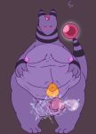  ampharos balls belly big_belly blush bodily_fluids breasts cum cumshot ejaculation electricity erection fan_character genital_fluids glans hi_res humanoid_penis male navel nintendo obese orgasm overweight penis poison pok&eacute;mon pok&eacute;mon_(species) purple_skin solo sparks sweat thaasteo thick_thighs video_games 