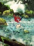  2013 blue_eyes blue_hair boulder equid equine hair horn keldeo kotori legendary_pok&eacute;mon log mammal moss nintendo plant pok&eacute;mon pok&eacute;mon_(species) red_hair rock unicorn video_games waterfall wood 