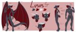  ! 2018 5_fingers absurd_res anthro black_skin border claws digitigrade dragon ear_fins english_text expressions eyes_closed fin fingers half-closed_eyes happy hi_res horn long_tail lusus_(character) male membrane_(anatomy) membranous_wings model_sheet multiple_images red_eyes red_scales redpixie scales scalie signature silly simple_background smile solo standing teeth text tongue tongue_out western_dragon white_border wings 