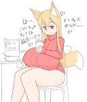  &lt;3 animal_humanoid big_breasts breasts canid canid_humanoid canine canine_humanoid female fox_humanoid hi_res huge_breasts humanoid mammal mammal_humanoid nipple_outline sakanadaze solo text translation_request 