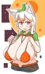  animal_humanoid big_breasts blush breasts cleavage clothed clothing female hi_res huge_breasts humanoid sakanadaze solo 