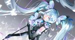  aliasing aqua_eyes aqua_hair butterfly elbow_gloves gloves gradient hatsune_miku long_hair microphone mullpull tattoo twintails vocaloid watermark 